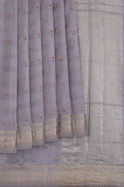 Image of Tussar Silk Embroidery Saree