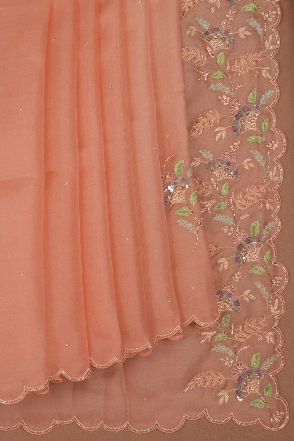 Kora Embroidery Saree