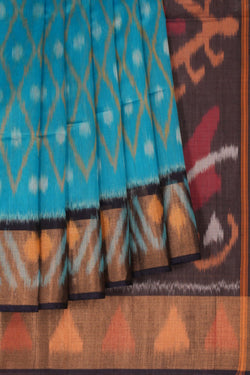 Image of Ikat Cotton-Silk Blue Saree