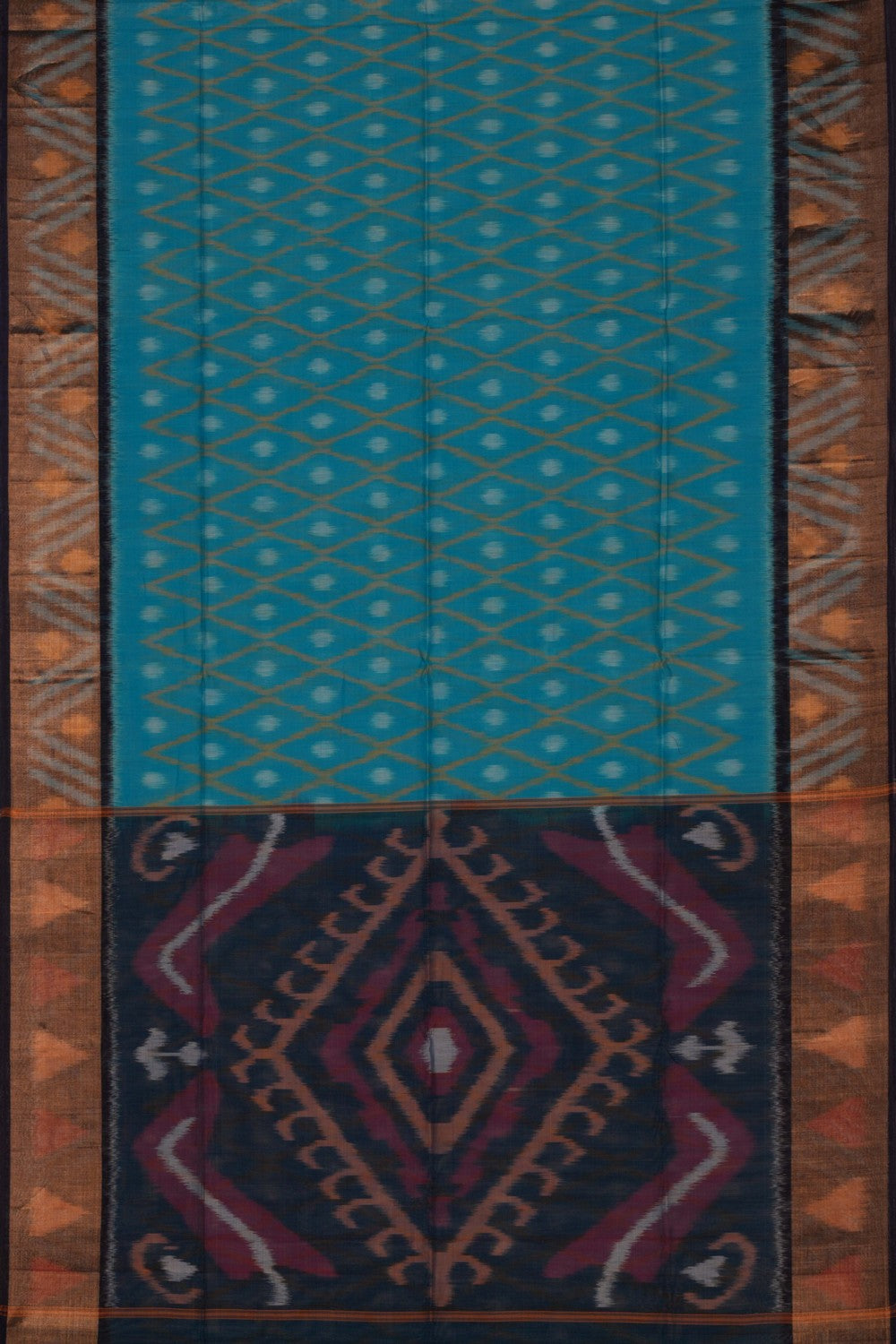 Ikat Cotton-Silk Blue Saree