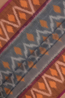 Image of Ikat Cotton-Silk Grey Saree