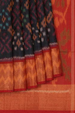 Image of Ikat Cotton-Silk Grey Saree