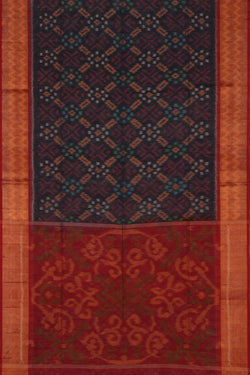 Image of Ikat Cotton-Silk Grey Saree