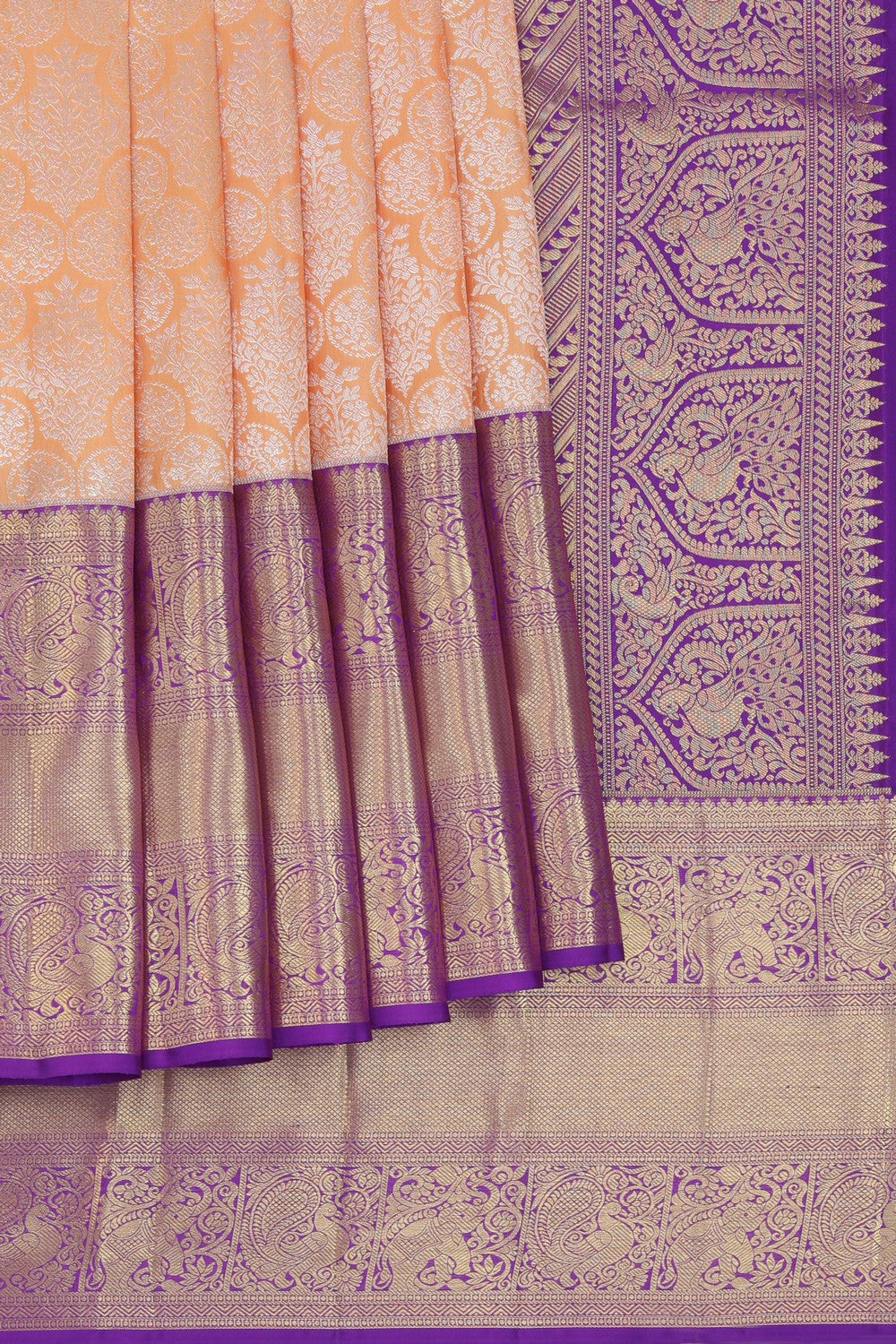 Kanchipattu Brocade Peach Saree