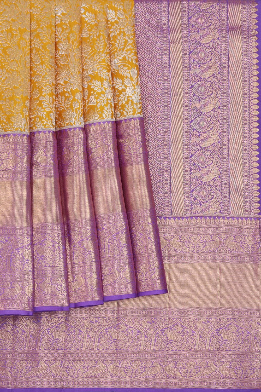 Kanchipattu Tissue Brocade Yellow Saree