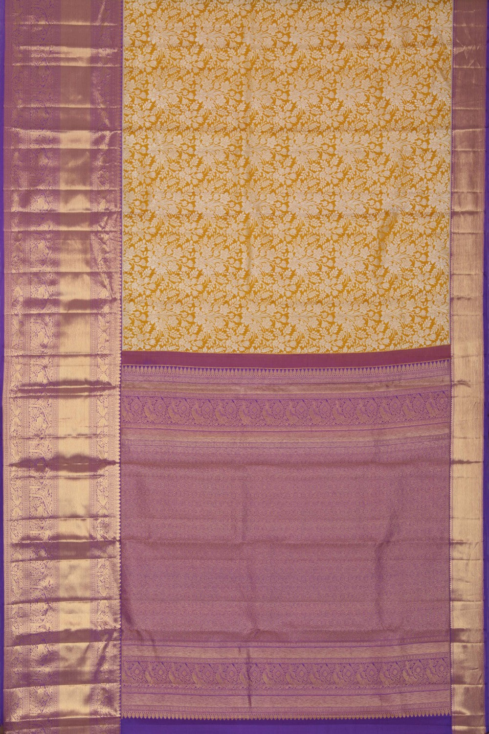 Kanchipattu Tissue Brocade Yellow Saree