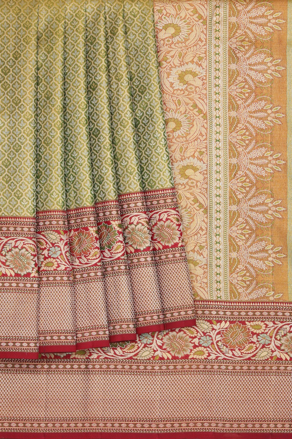 Kanchipattu Tissue Brocade Green Saree