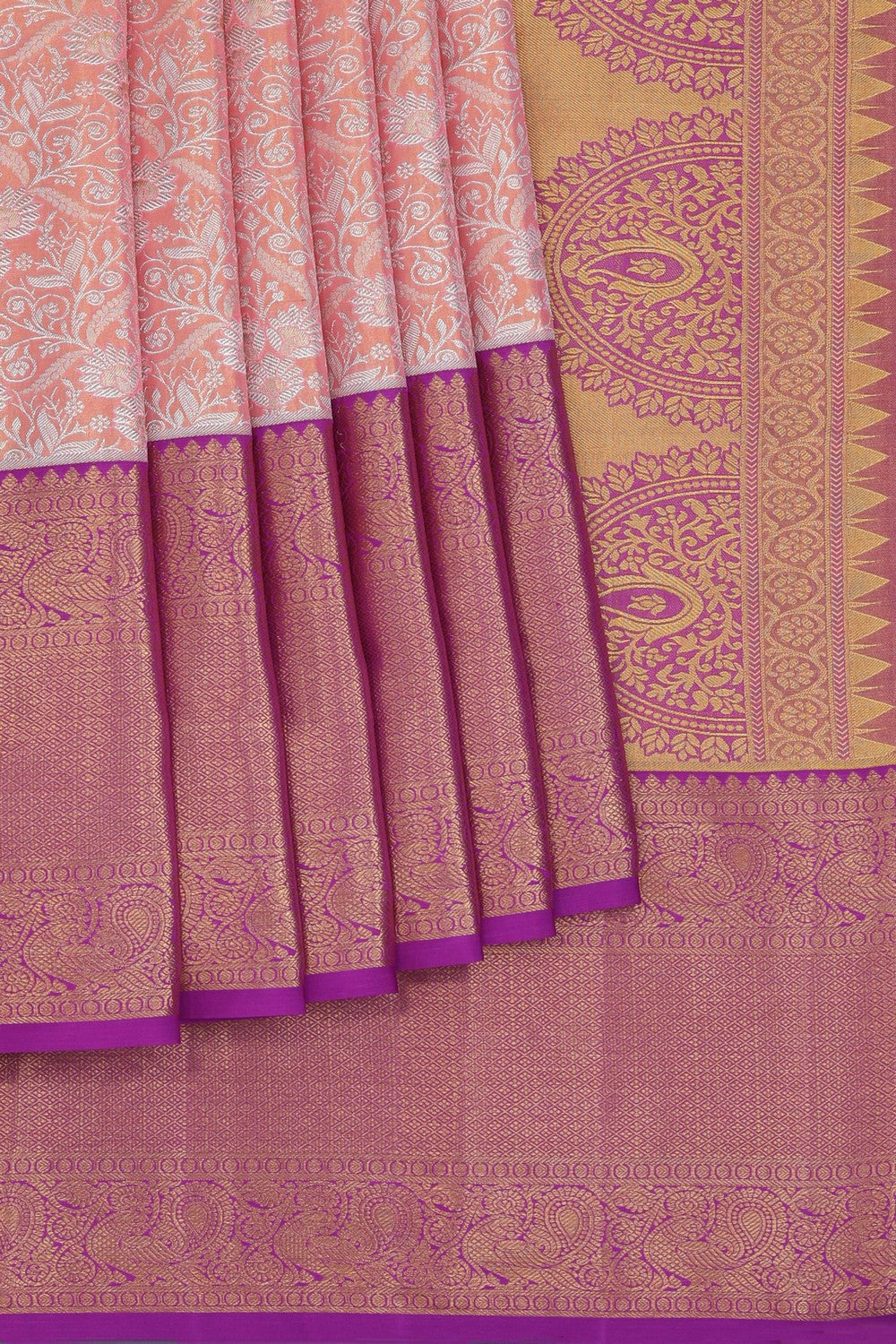 Kanchipattu Tissue Brocade Pink Saree