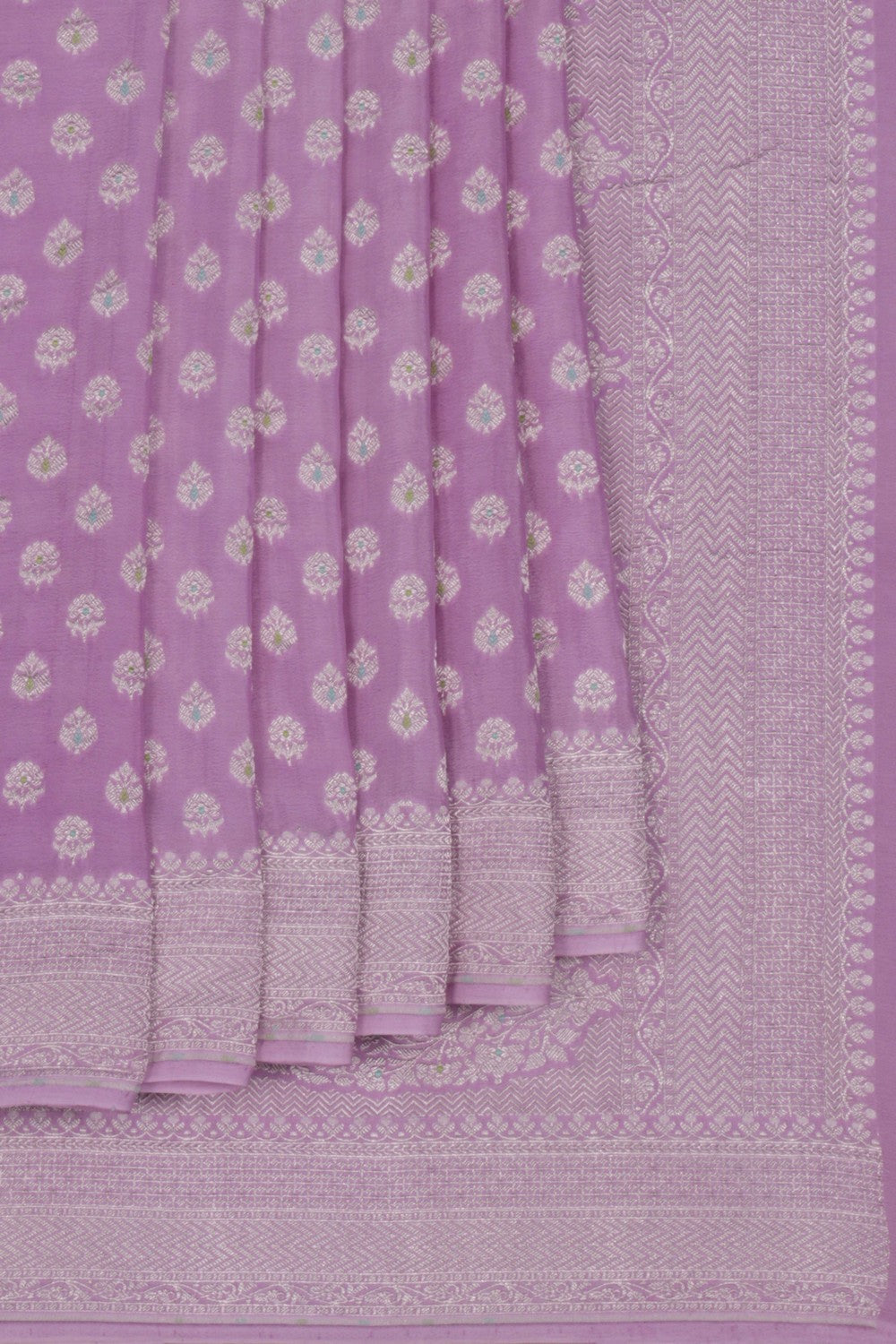 Banarasi Crepe Lavender Purple Saree