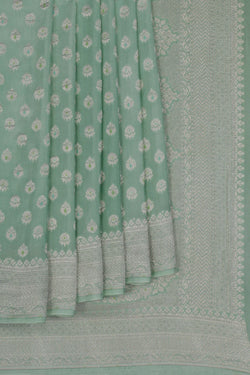 Image of Banarasi Crepe Aqua Green Saree