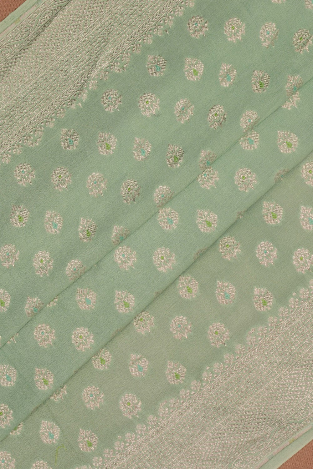 Banarasi Crepe Aqua Green Saree