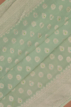 Image of Banarasi Crepe Aqua Green Saree