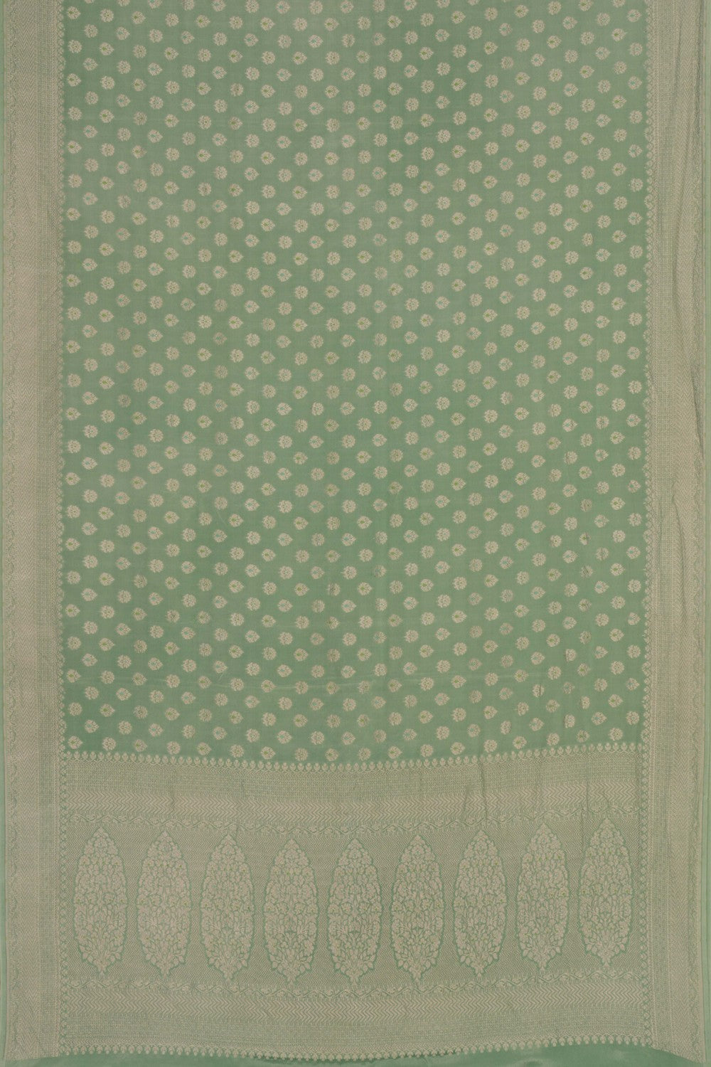 Banarasi Crepe Aqua Green Saree