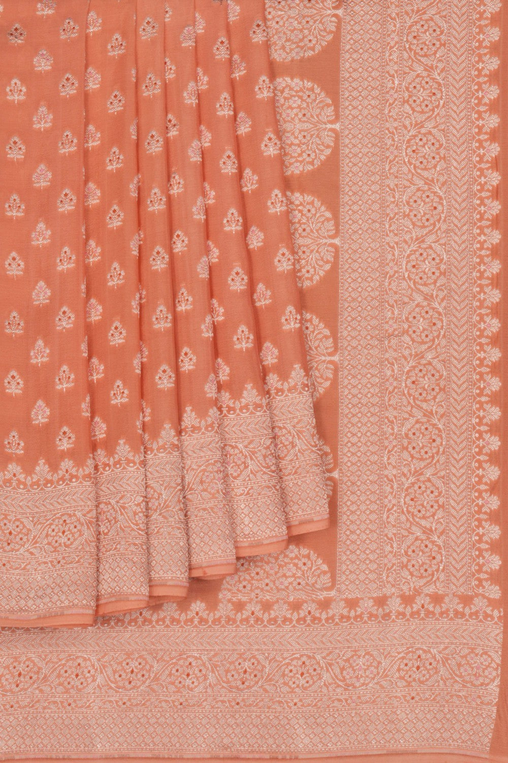 Banarasi Crepe Peach Saree