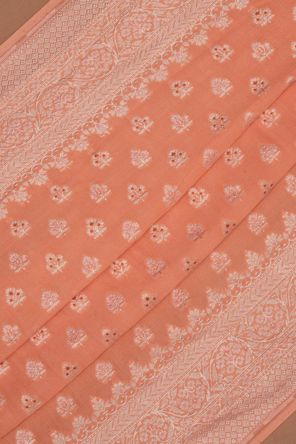 Banarasi Crepe Peach Saree