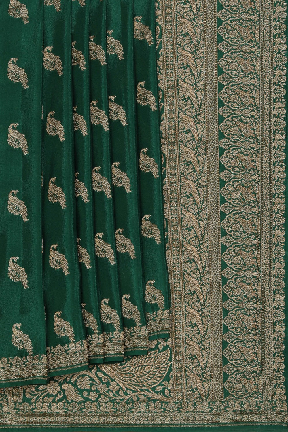 Banarasi Crepe Green Saree