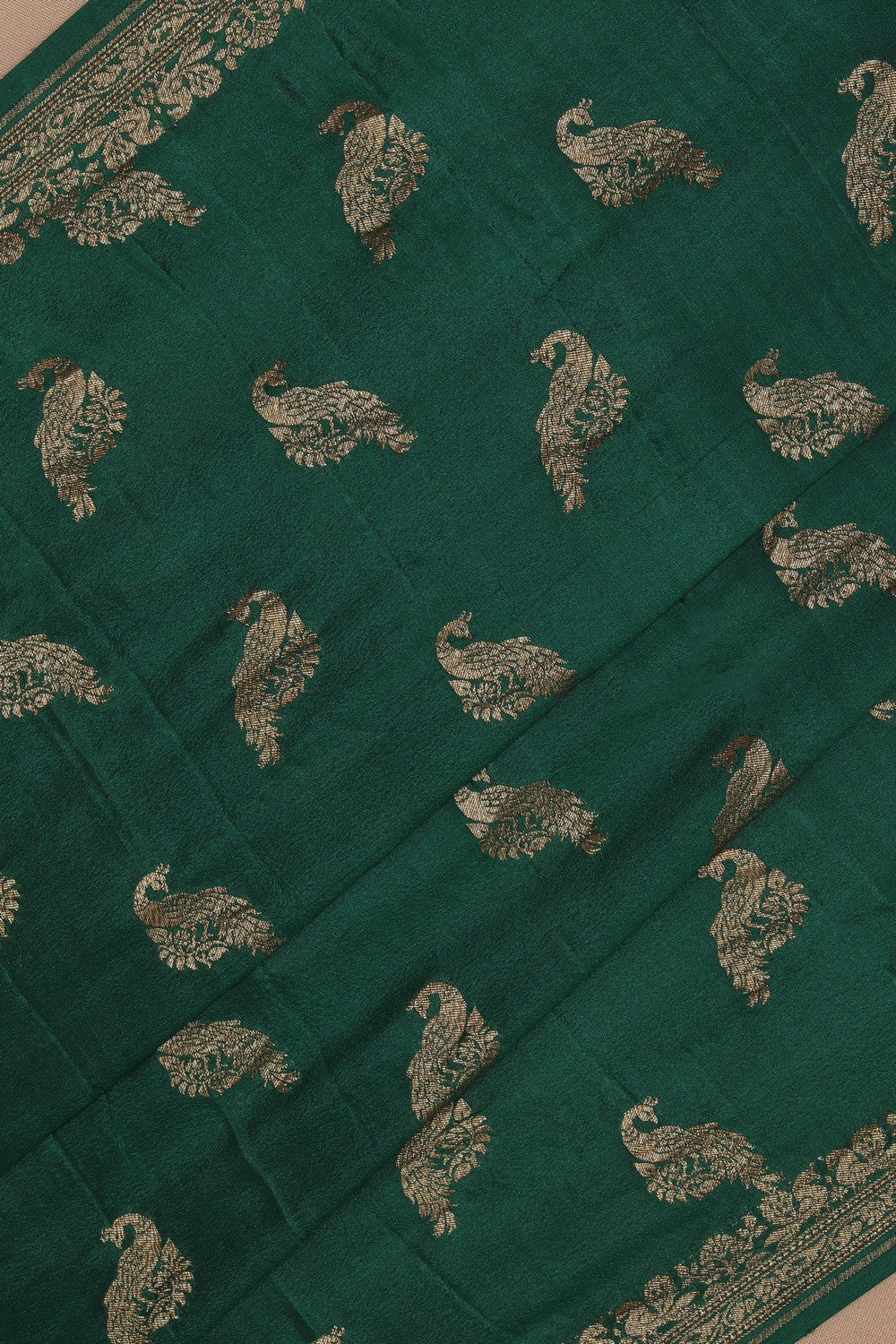 Banarasi Crepe Green Saree