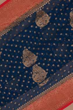 Image of Banarasi Georgette Peacock Blue Saree