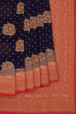 Image of Banarasi Georgette Navy Blue Saree