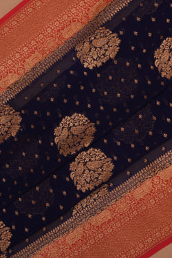 Image of Banarasi Georgette Navy Blue Saree