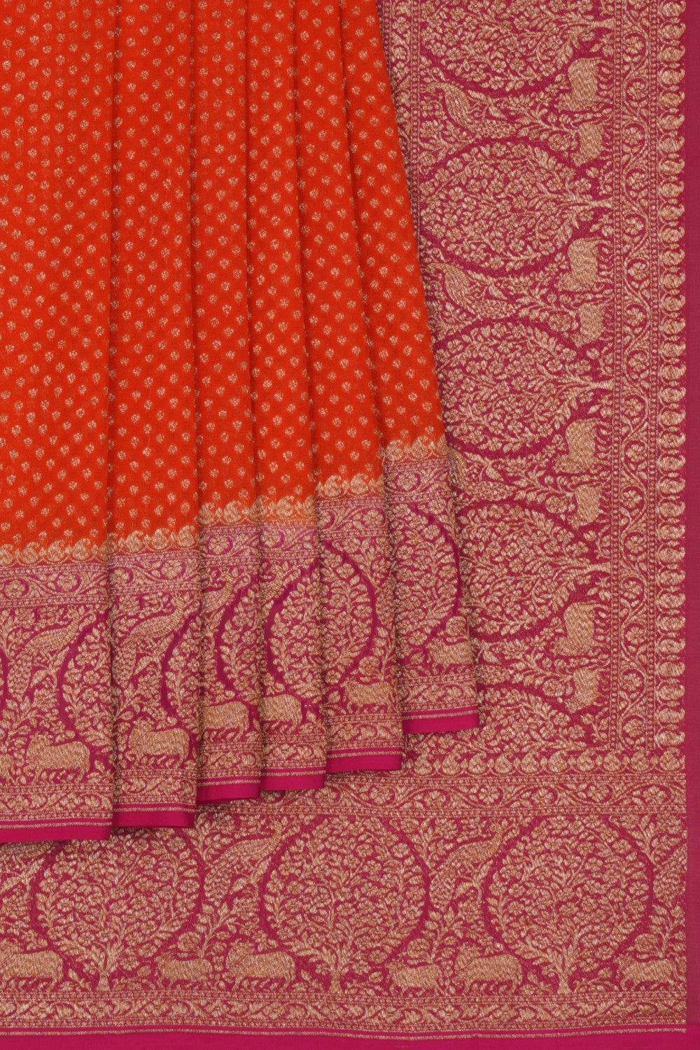 Banarasi Georgette Orange Saree