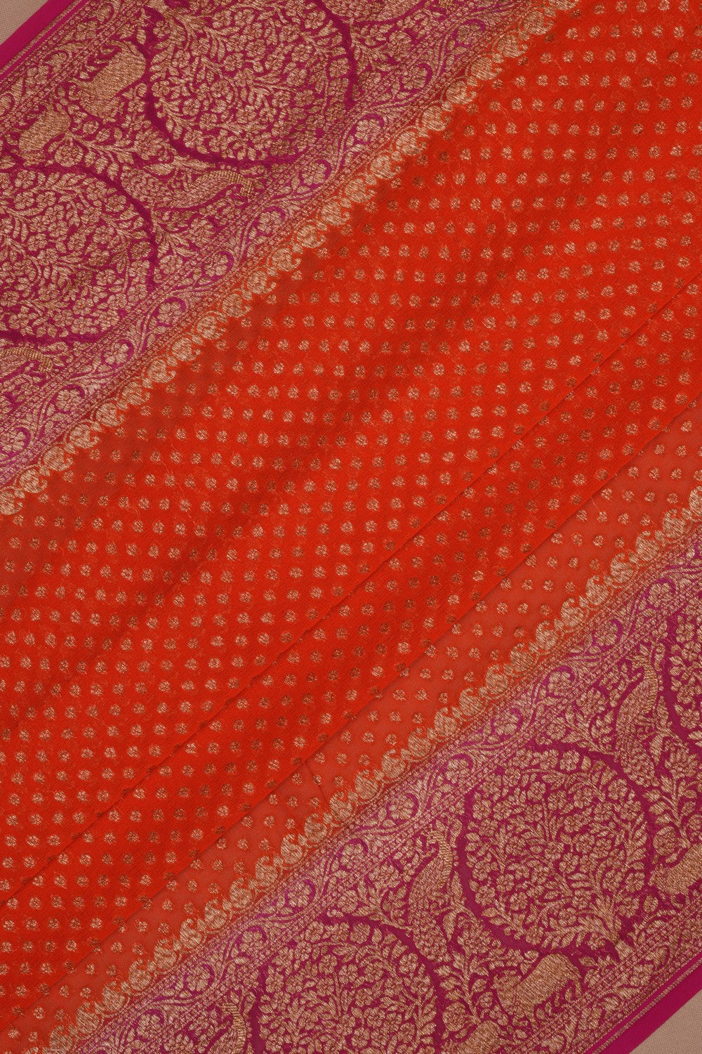 Banarasi Georgette Orange Saree