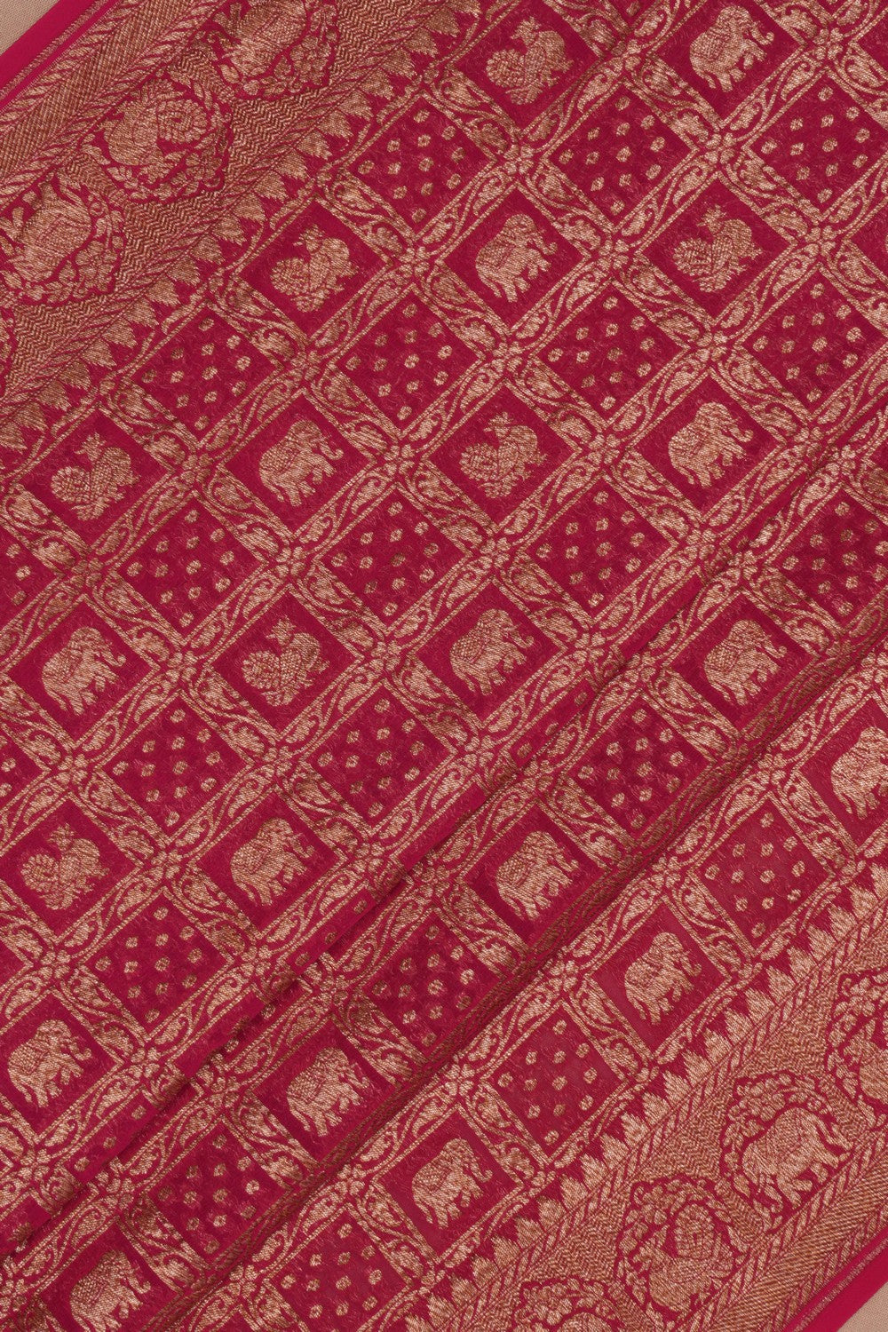 Image of Banarasi Tussar Silk Green Saree