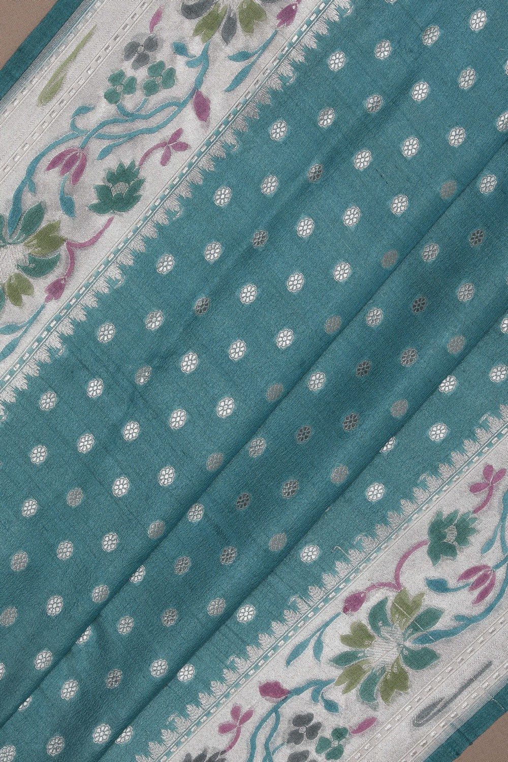 Image of Banarasi Tussar Silk Blue Saree