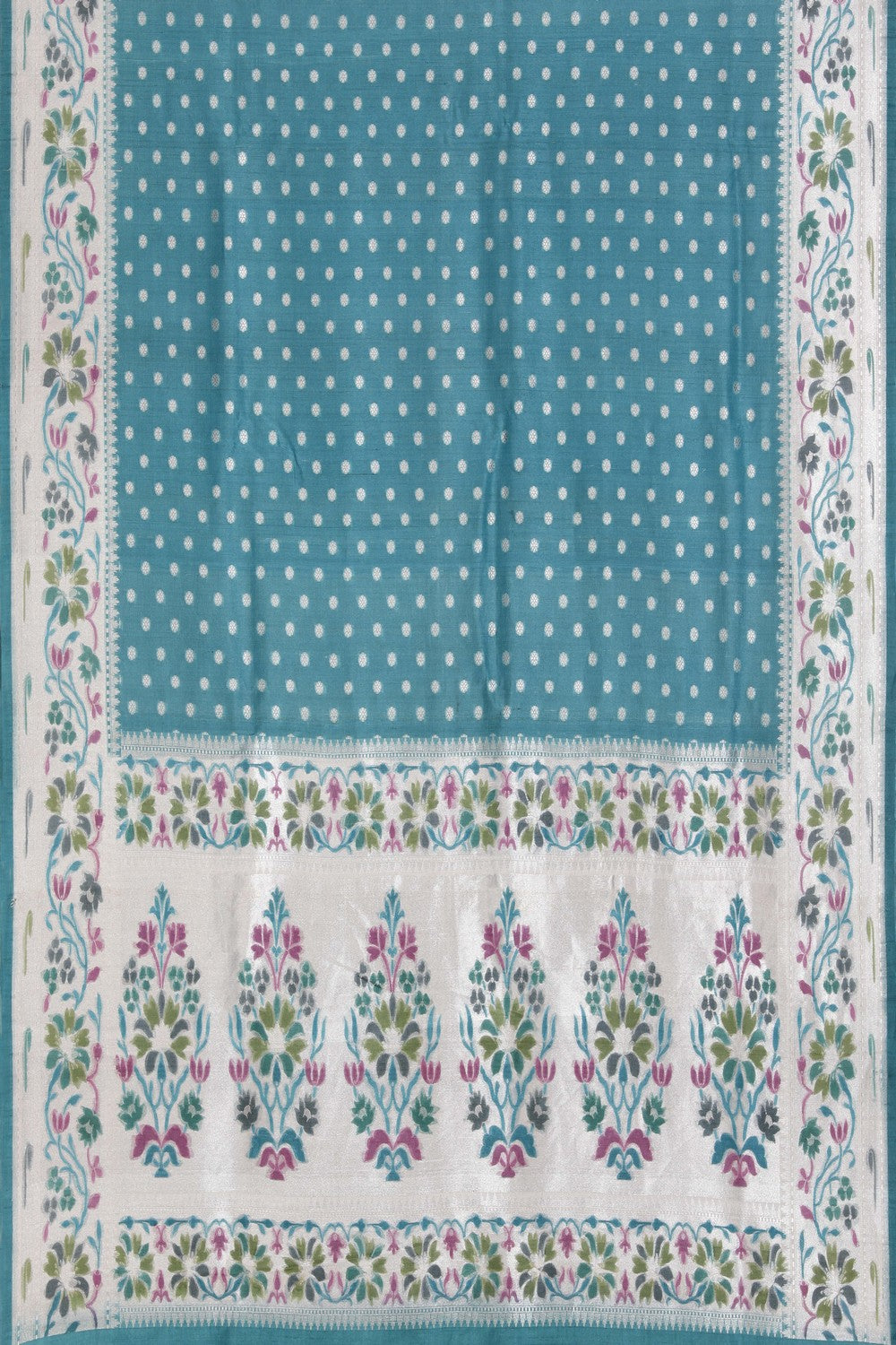 Image of Banarasi Tussar Silk Blue Saree