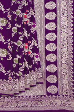 Image of Banarasi Tussar Silk Purple Saree