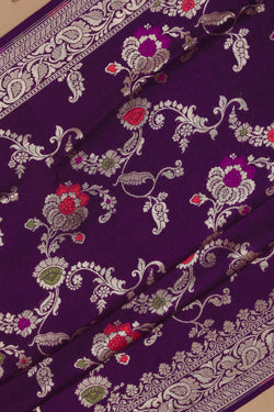 Image of Banarasi Tussar Silk Purple Saree