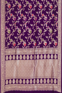 Image of Banarasi Tussar Silk Purple Saree