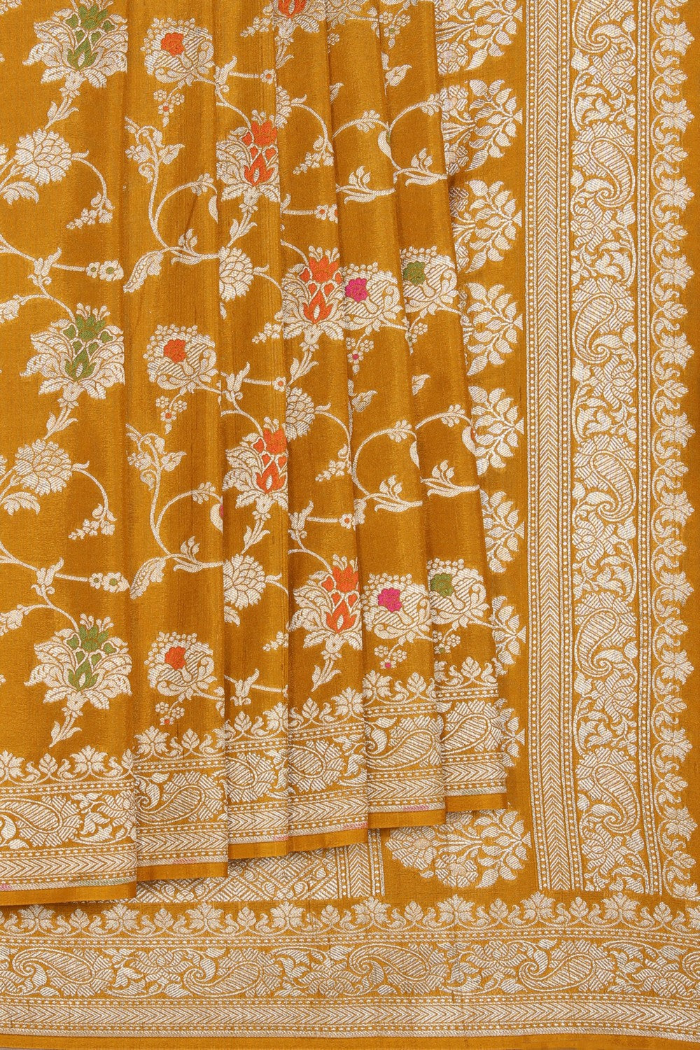 Banarasi Tussar Silk Mustard Saree