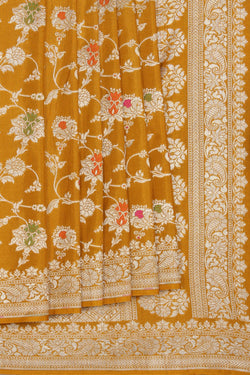 Image of Banarasi Tussar Silk Mustard Saree