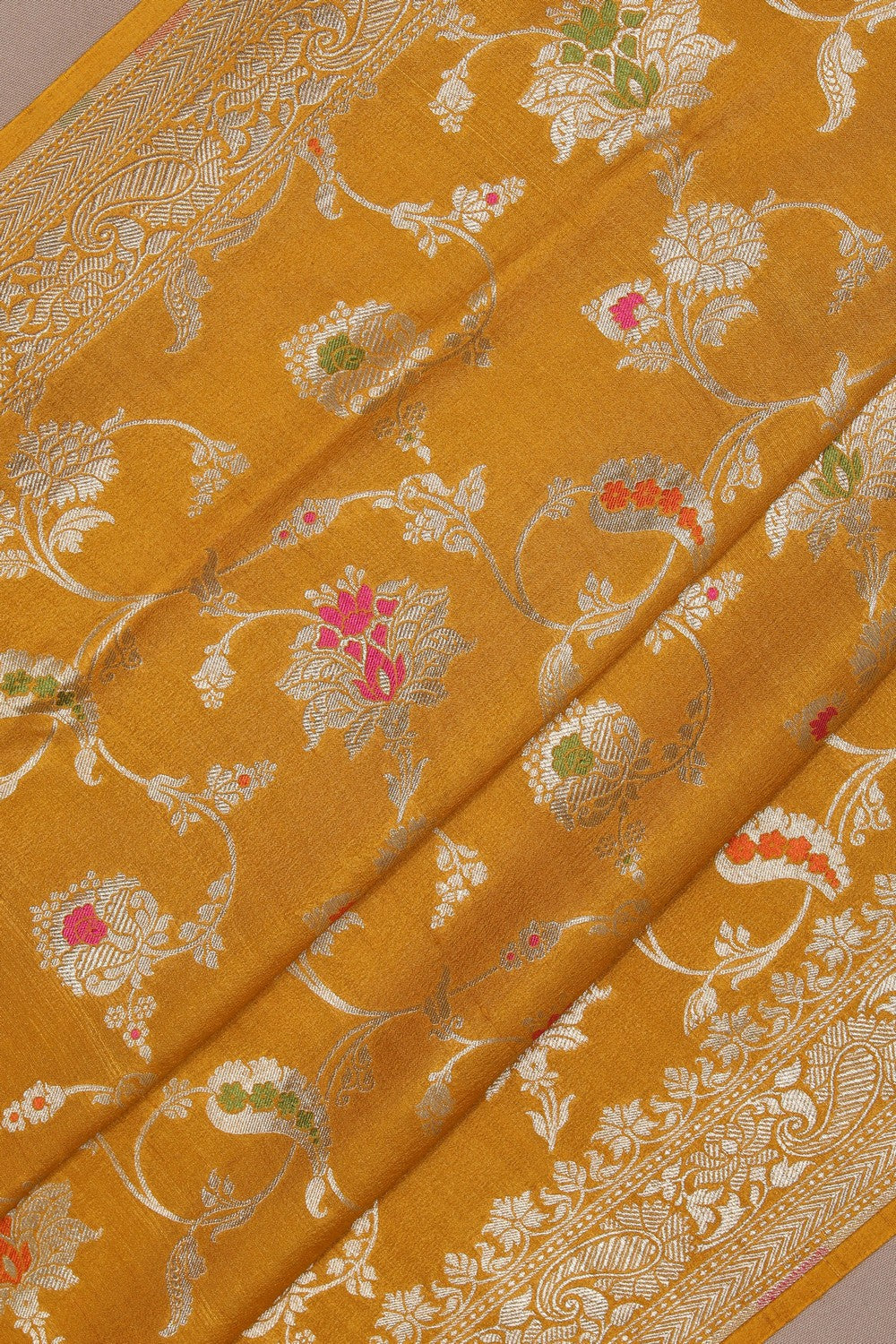 Banarasi Tussar Silk Mustard Saree