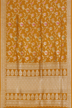 Image of Banarasi Tussar Silk Mustard Saree