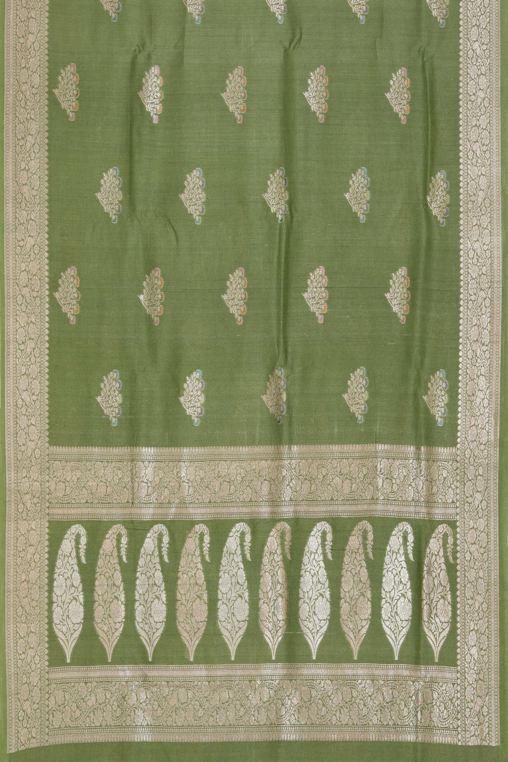 Banarasi Tussar Silk Green Saree