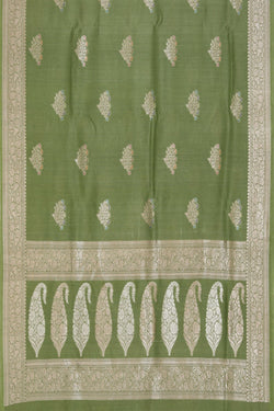 Image of Banarasi Tussar Silk Green Saree