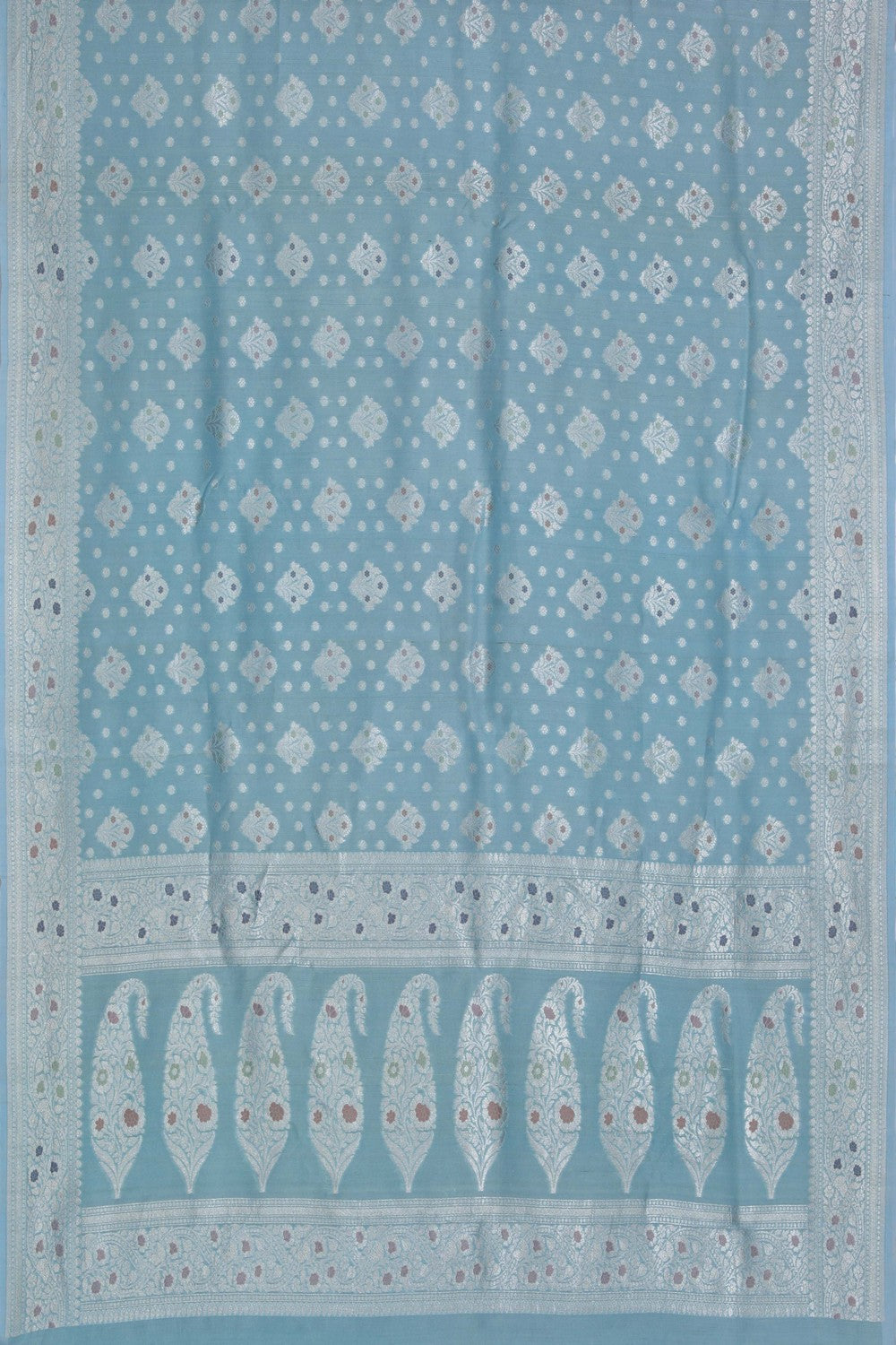 Image of Banarasi Tussar Silk Sea Blue Saree