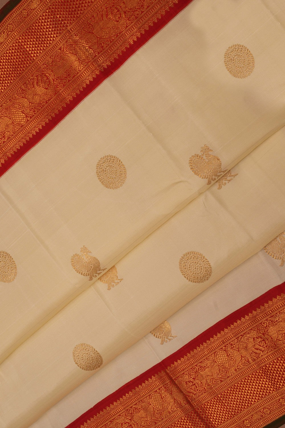 Kanchipuram Silk Cream Saree