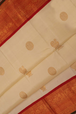 Image of Kanchipuram Silk Cream Saree