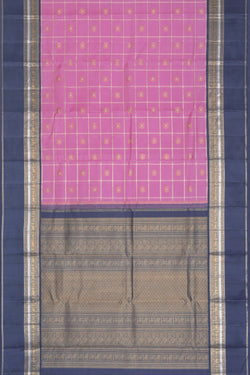 Image of Kanchipuram Silk Kattam Pink Saree