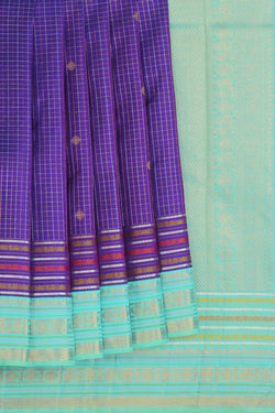 Image of Kanchipuram Silk Kattam Purple Saree