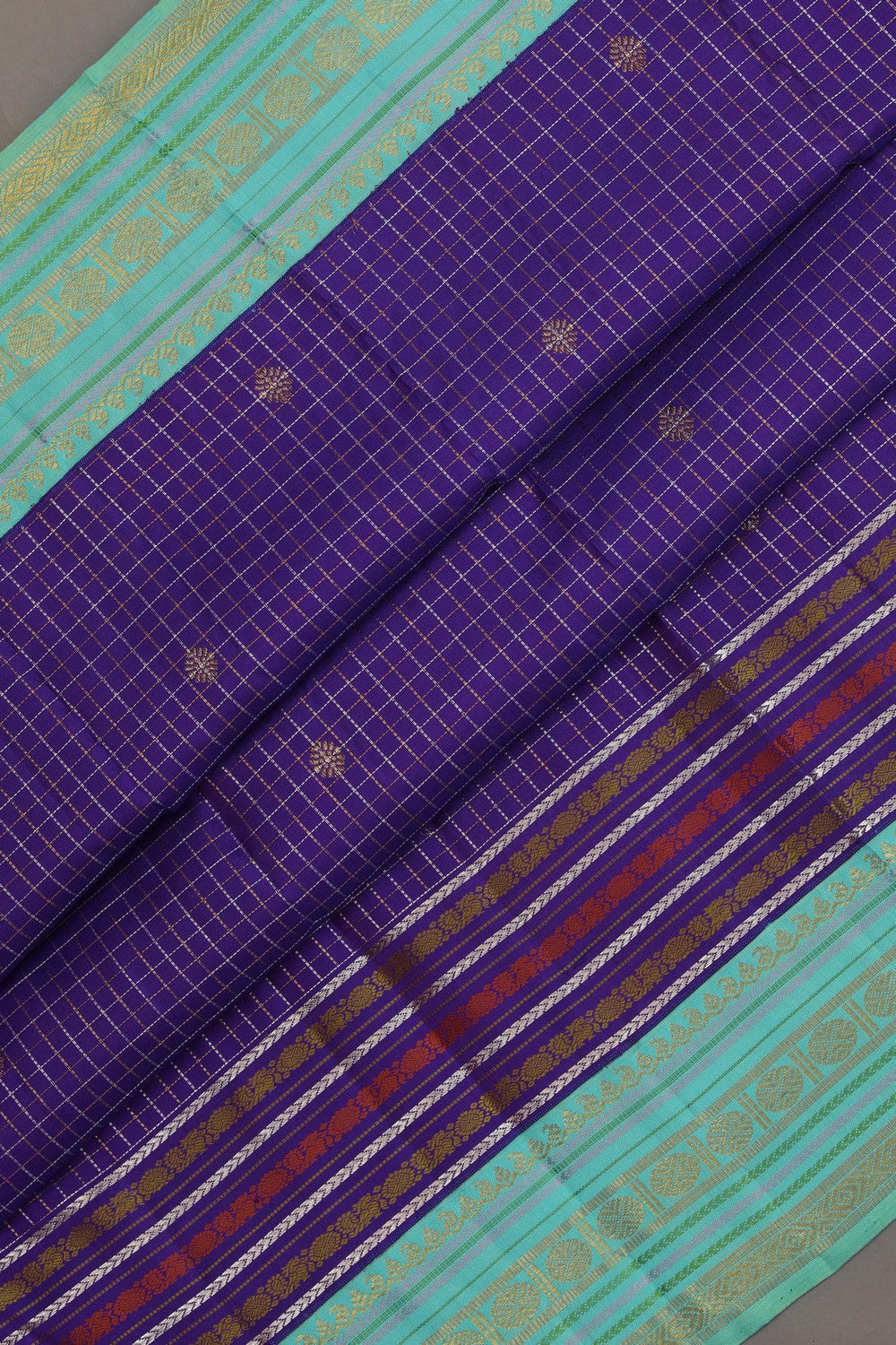 Kanchipuram Silk Kattam Purple Saree