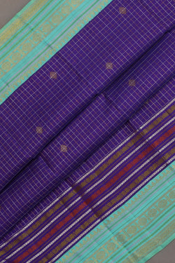 Image of Kanchipuram Silk Kattam Purple Saree