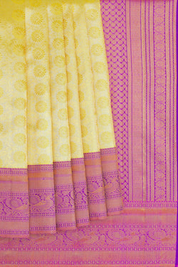 Image of Kanchipuram Tissue Brocade Gold/Yellow Saree