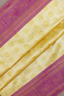 Image of Kanchipuram Tissue Brocade Gold/Yellow Saree