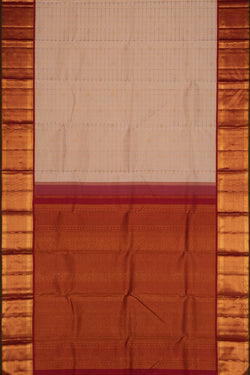 Image of Kanchipuram Silk Kattam Off-White Saree