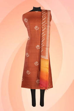 Image of Flower Print Unstitched Suit With Dupatta (2 Pcs Set)