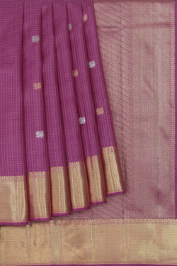 Image of Kanchipuram Kattam Onion Pink Saree